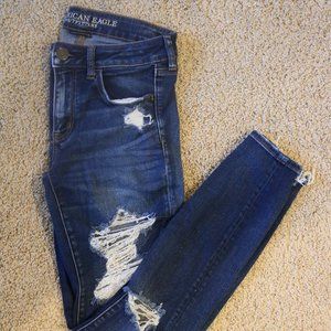 American Eagle ripped skinny jeans - dark wash
